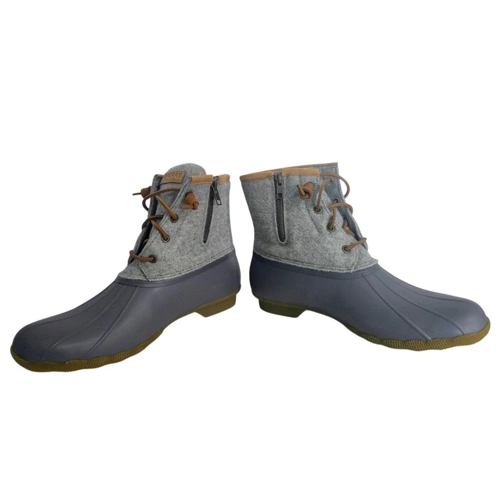 Sperry Women's Saltwater‎ Wool Rubber Grey Duck Boots Rain Boots Women's Size 11